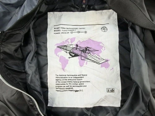 ASSTSERIES NASA Bomber Jacket Men Sz XL Black Flight Jacket Space Logo Polyester image 10