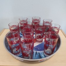 Set di 11 bicchieri (13cm) vassoio in metallo(35cm) Pepsi