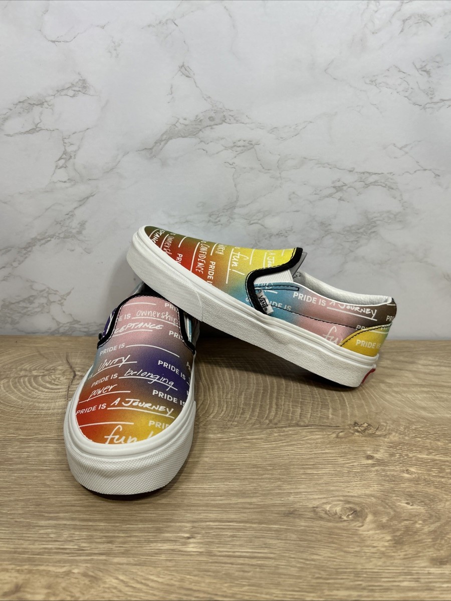 Vans Classic Slip On Pride Rainbow LGBTQ True White Women  display picture 3