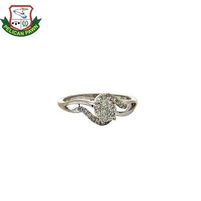 10K Gold Natural Diamond Cluster Bypass Swirl Ring SZ 7 (LL) (PSH031906)