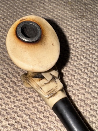 Vintage Edmund Pipe Co. 5” Hand Carved Old Sailor Face Pipe and Wood Case - Picture 10 of 17