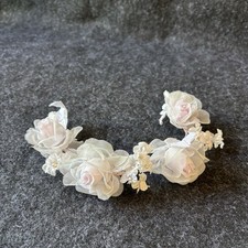 Vintage Bridal Wedding Crown Headband Satin Lace Bendable Headpiece Flower Lilac