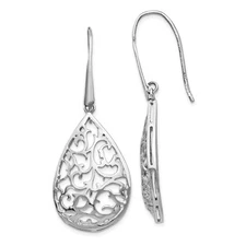 Sterling Silver Rhod-pltd Polished Cut-out Tear Earring Perfect Gift for Her