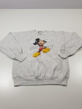 Vintage Mickey Mouse Sweatshirt Youth L Gray Crewneck Disneyland Made USA 90s