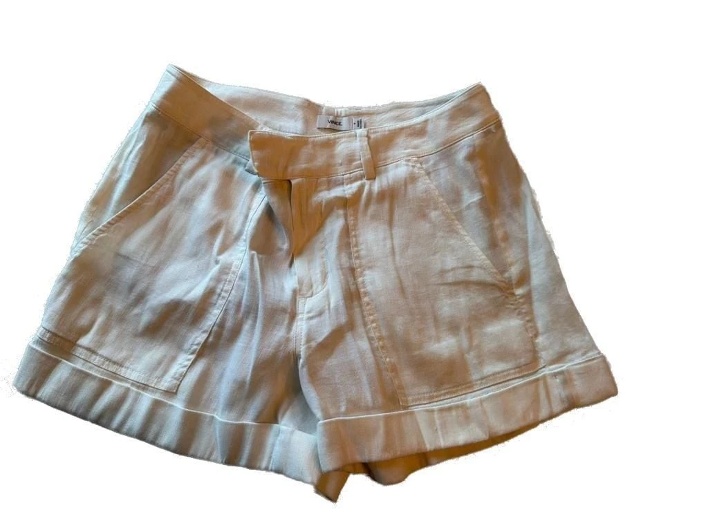 Vince Off-White Linen Blend Cuffed Shorts Size 0