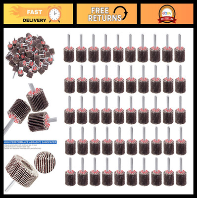 50 Pack 1'' Abrasive Flap Wheels, 80 Grit Aluminum Oxide, Rust & Weld Removal, 1/