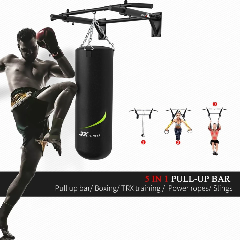 JX FITNESS Pull Up Bar Montado en la Pared Chin Up Bar Hogar Gimnasio Saco de Boxeo y Entrenamiento TRX - Imagen 2 de 4