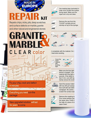 Granite Countertop Repair Kit (Clear Color + Polisher) - Made by Engineers I Als