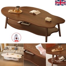 2 Layer Coffee Table Cloud Tea Table Modern Living Room Desk W/ Storage Shelf UK