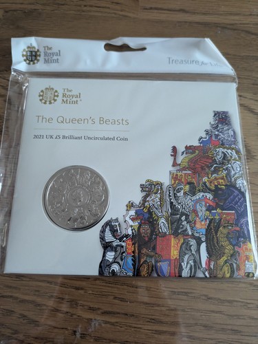 2021 Royal Mint The Queen’s Beasts Completer £5 Coin BUNC in SEALED Pack