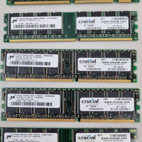 Bundle of Crucial 1GB & 512 MB Mixed DDR 333 266 184 PIN DIMM RAM & More - Picture 5 of 17