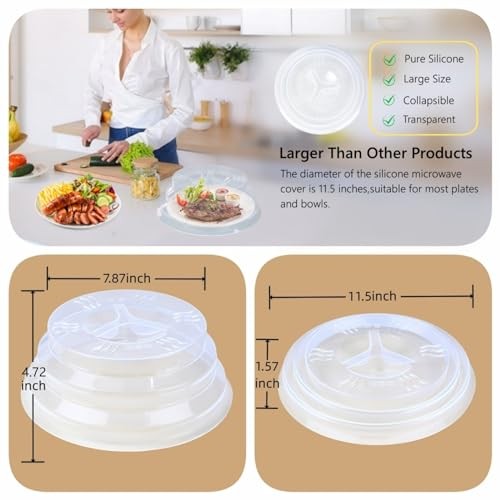 Large Microwave Splatter Cover for Food 11.8 inch,High Transparent Silicone - Picture 5 of 8