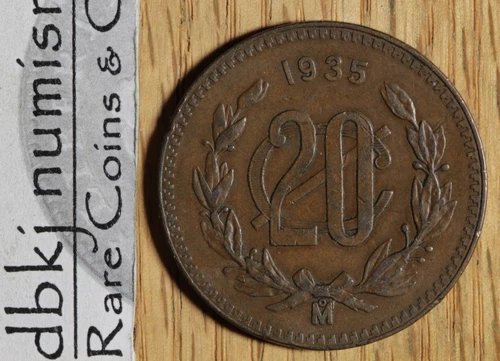 1935 Mexico 20 Centavos Silver — photo from the most recent tracked eBay sale