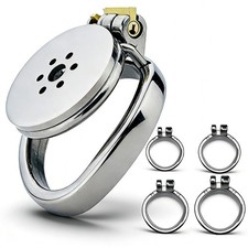 Flat Chastity Cage Device Metal Penis Lock With Base Ring Key Restraint Cages