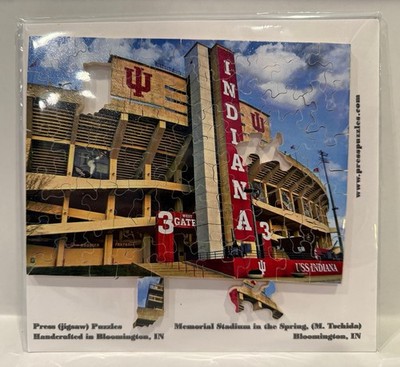 IU Football INDIANA Memorial STADIUM in SPRING Wooden Jigsaw by PRESS Puzzles