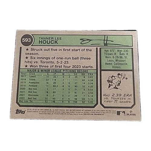 Tanner Houck 2023 Topps Heritage #593 Boston Red Sox - Picture 2 of 2