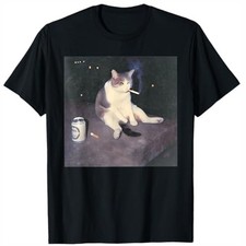 Funny Smoking Cat Meme T-Shirt - Size S-5XL
