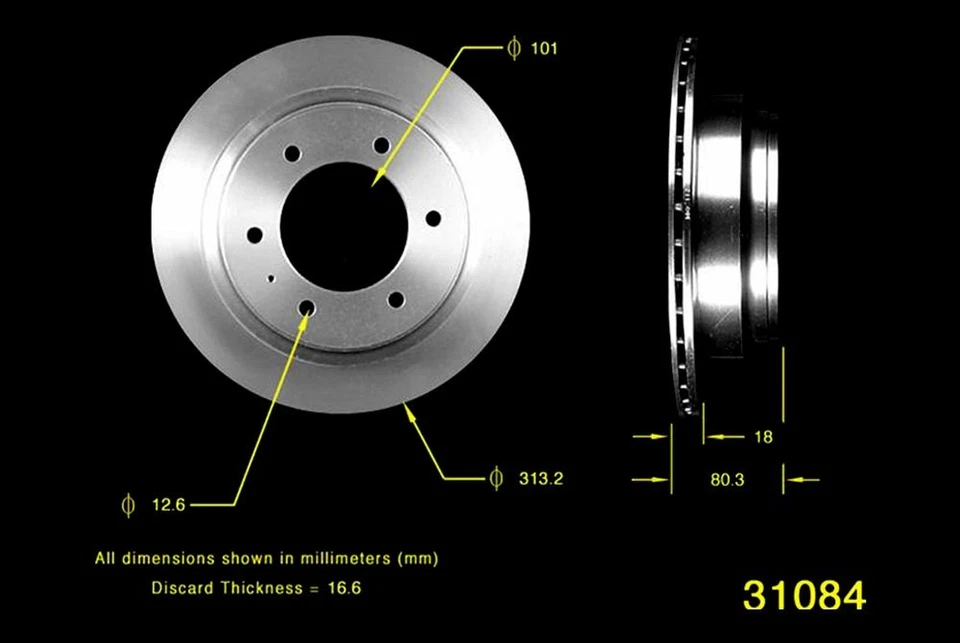 For Isuzu Rodeo 94-04 Bendix Global Premium Plain Vented Rear Brake Rotor — 第 2/2 张图片