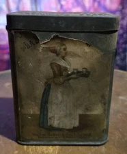 Antique  Cocoa Tin  W / Paper Label Walter Baker Co Dorchester Mass La Belle 