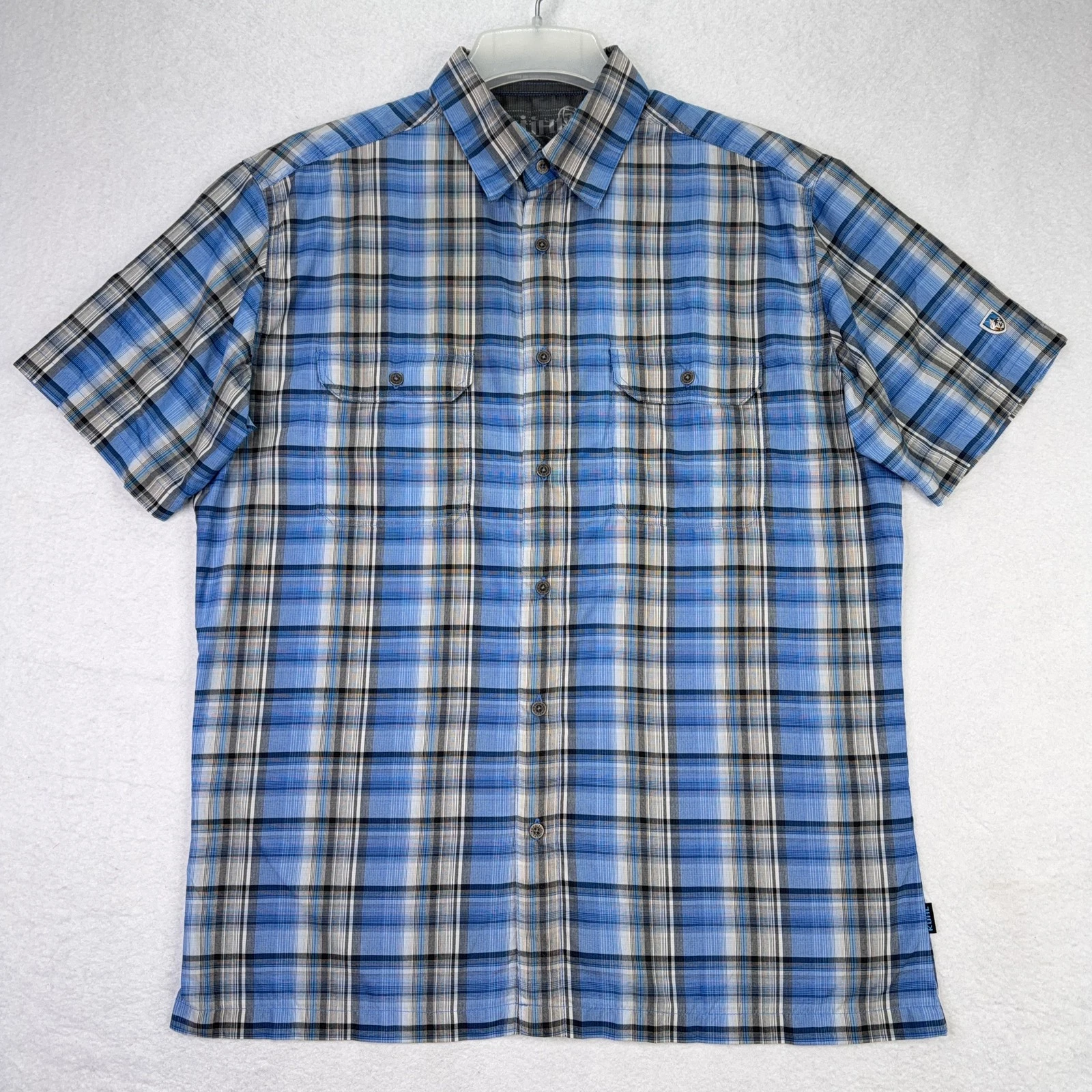 Kuhl Mens L Eluxor Ionik Short Sleeve Button Up Plaid Hiking Trail Outdoor