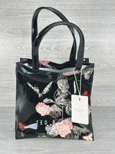 BNWT Ted Baker Narrnia Icon Shopper Bag Small Navy Blue Floral PVC Hard Plastic