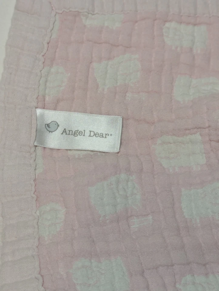 Manta de bebé ANGEL DEAR rosa oveja muselina acolchada 100 % algodón 46"X38" Foto 4 de 4