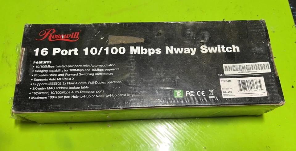 Rosewill 16 Port 10/100 Mbps Nway Switch Model No. RC-412 NOS - Image 2 of 2