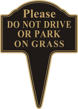 Do Not Drive or Park on Grass Sign, Double Sided 10  X14  Stay off Grass Sign wit