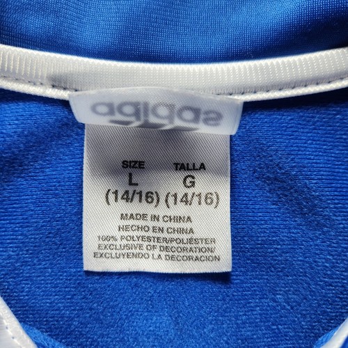 Adidas Track Jacket Unisex Youth Large 14-16 Light Blue 3 Stripes Warm Up Active - Picture 3 of 4