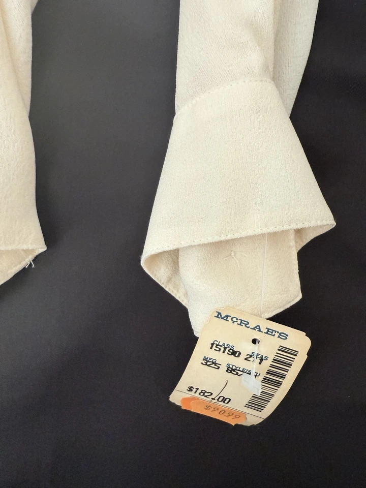 Camisa Blusa Vintage Anne Klein ll 100% Seda Crema/Marfil Botón Talla 8 Nueva con Etiquetas Foto 2 de 4