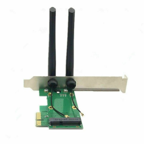 Wireless Wifi Netzwerkkarte Mini PCI-E zu PCI-E 1X Desktop Adapter + 2 Antennen - Bild 2 von 3