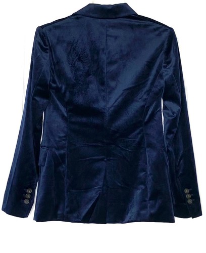 VINCE Navy Blue Double Breasted Luxe Velvet Textured Blazer Jacket 2 = XS 💙 - Picture 10 of 15