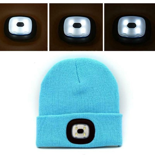 LED Knitted Beanie Hats With USB Rechargeable, Kids High Powered Head Lamp Light - Picture 6 of 66