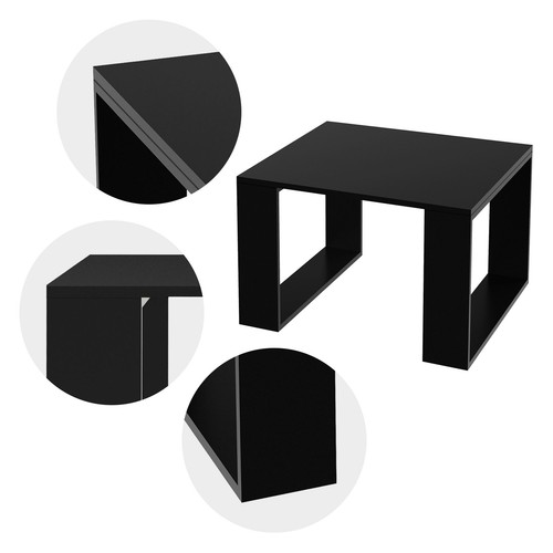 Tavolo da salotto caffè design moderno in MDF e telaio metallo nero 65x65x40 cm - Foto 4 di 6