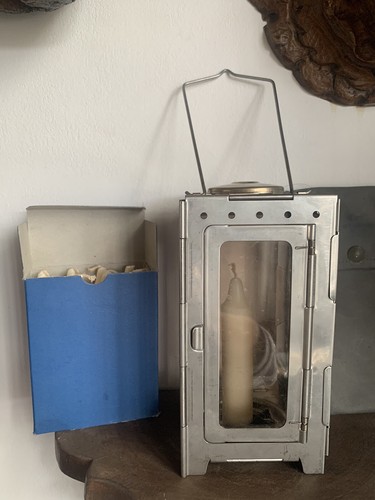 Vintage Original WWII Swiss Army Military Folding Lantern + Canvas bag+9 candles - Picture 8 of 8