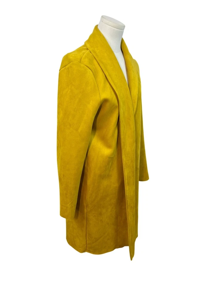 Chaqueta Longline Tahari Mujer Amarillo Mostaza Frente Abierto Talla M Foto 2 de 4