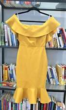 Lulus Yellow Gold Dress Bodycon Ruffles XS Date Night Party Cocktail