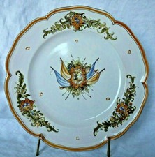 Assiette en faïence de  Moustiers décor fait main fleurets, sabres