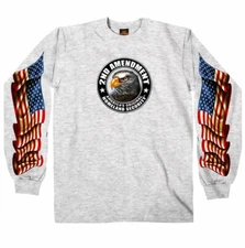 Hot Leathers 2nd Amendment Down Flags Eagle Double Sided Long Sleeve Shirt