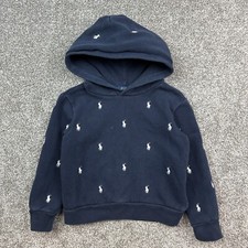Polo Ralph Lauren Hoodie Boy's Size 5 Navy Blue Embroidered Pony Logo All Over