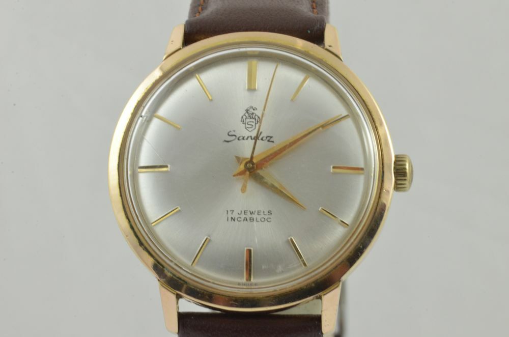 SANDOZ INCABLOC VINTAGE CUERDA MANUAL RELOJ HOMBRE 35MM CAL FHF 96 RELOJ PULSERA RARO