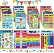 24 Pcs Educational Play Multi-Colored Posters kids fun learning preschool