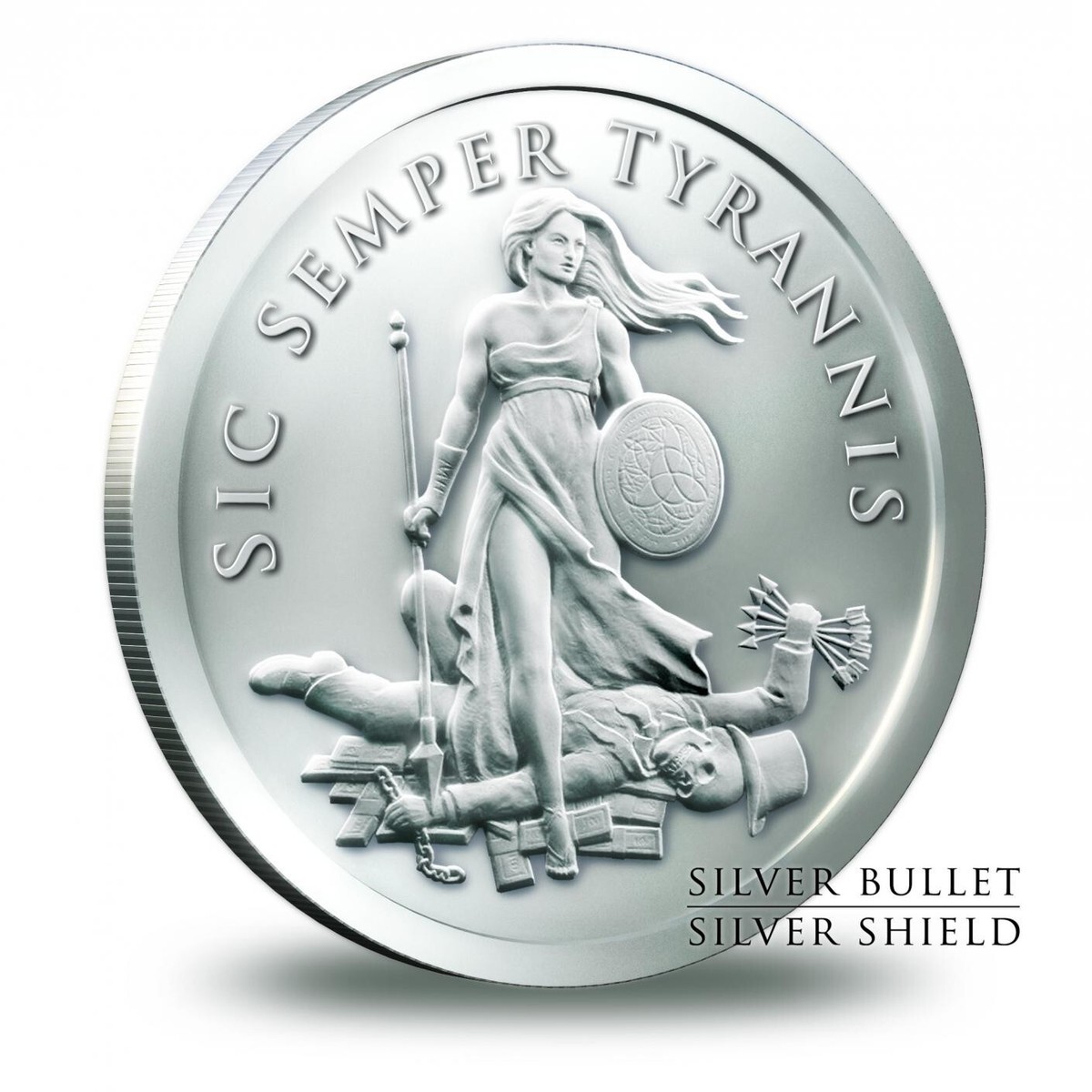 2013 SIC SEMPER TYRANNIS 1 OZ - .999 PURE SILVER SHIELD - BU W