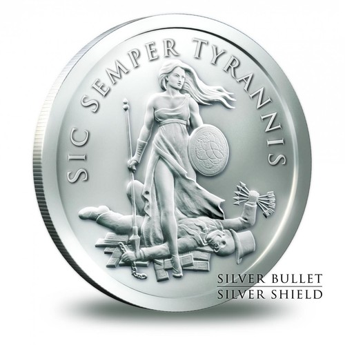 2013 SIC SEMPER TYRANNIS 1 OZ - .999 PURE SILVER SHIELD - BU W/ CAPSULE ICONIC - Picture 2 of 2