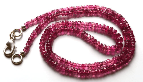 45.60CT 16.5" Super QUALITY Pink Tourmaline FACETED RONDELLE BEADS NECK 2.- 4 MM - Picture 5 of 5