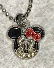 MINNIE MOUSE  Disney Rhinestone Head Charm  Necklace Chain