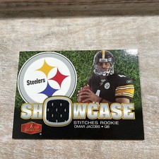 2006 Flair Showcase Omar Jacobs Jersey Card Steelers Stitches 