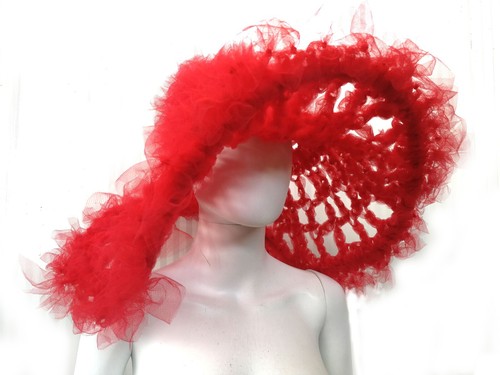 Woman Red Hat Fascinator Elegant Fashion Kentuky Derby Iconic Lady Wide Brim Cap - Picture 8 of 24