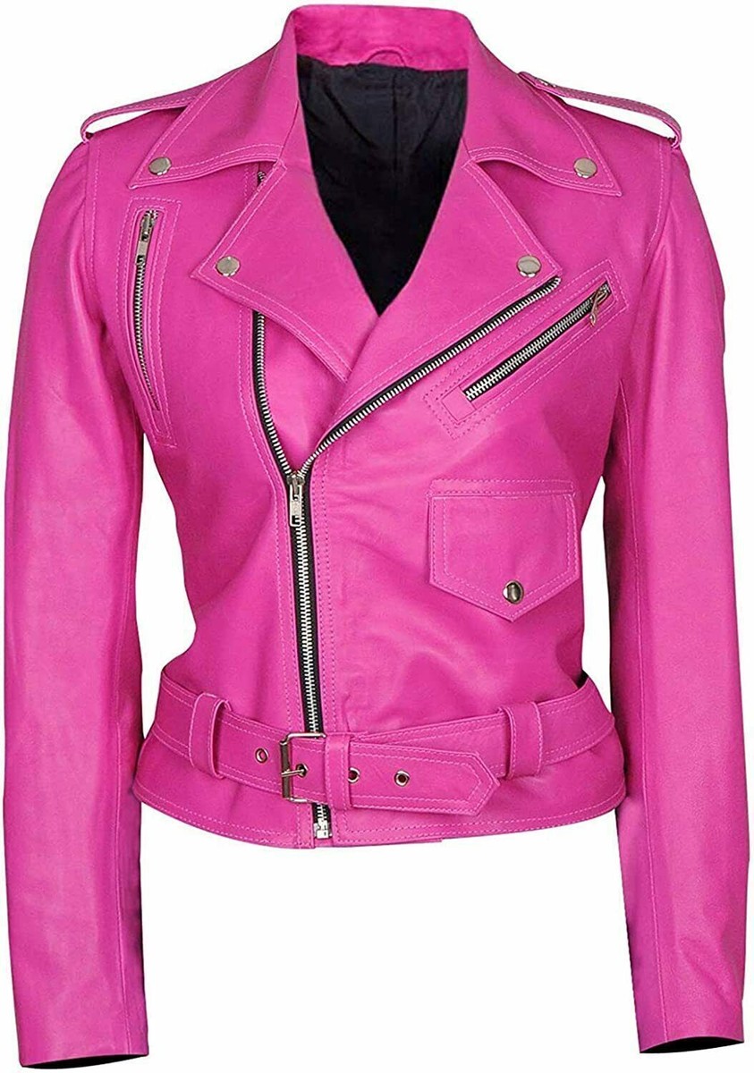 Faux Leather Shein Jacke Leder HOT! New Women's Pink Leather