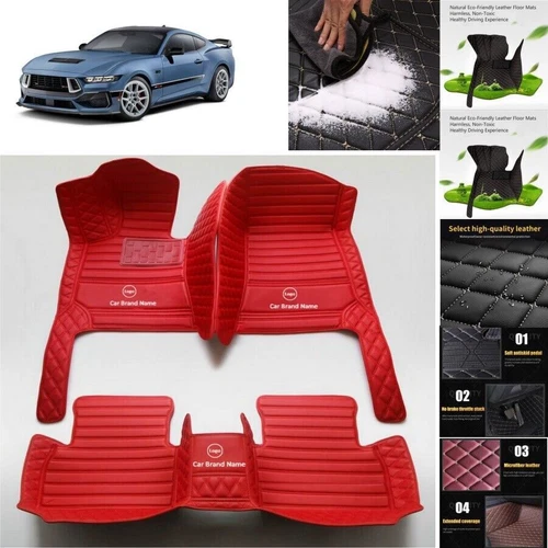 For Ford Mustang Car Floor Mats Luxury Custom Waterproof Carpets Cargo Liners - Picture 14 of 35
